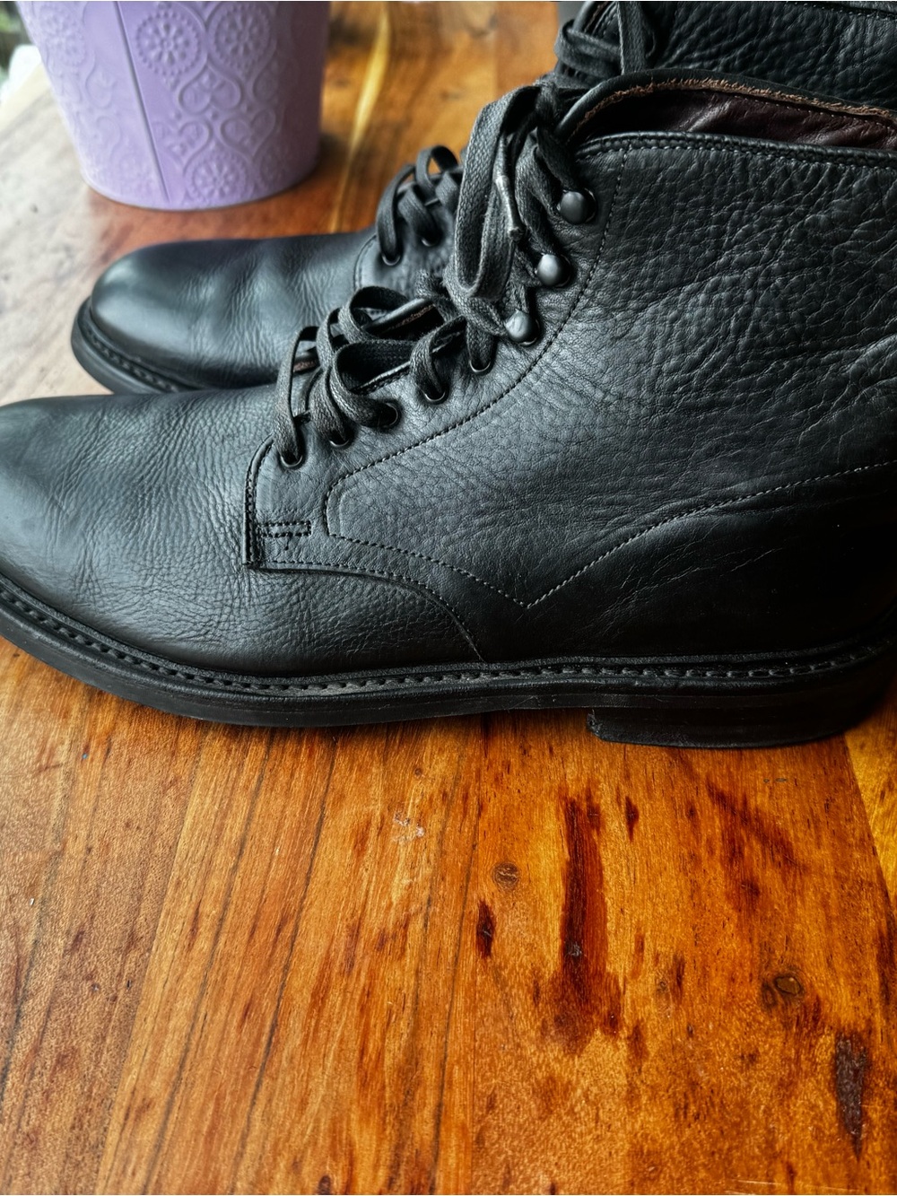 Allen Edmonds Higgins Mill Black Leather Lace-Up Work Boots - Picture 5 of 13